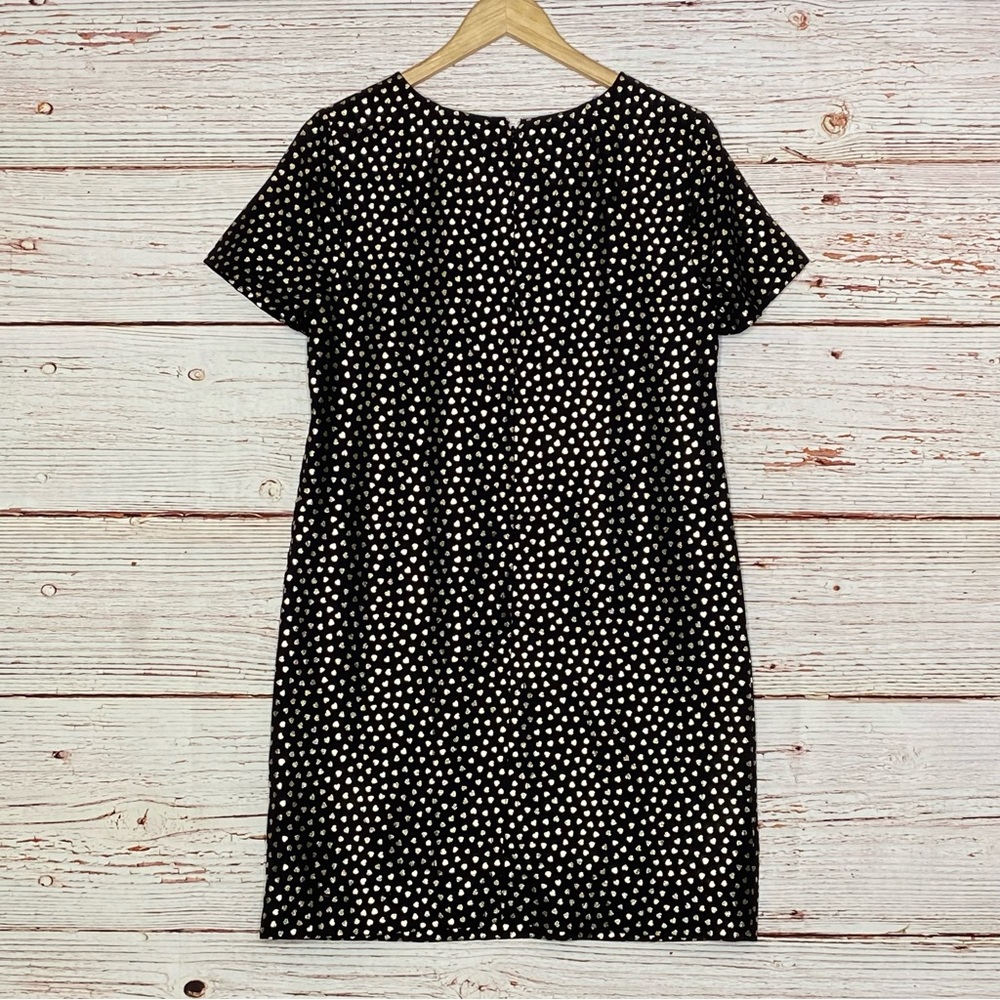 J Crew Factory Shift Dress in Gold Heart Print Sz 12 - Picture 9 of 11